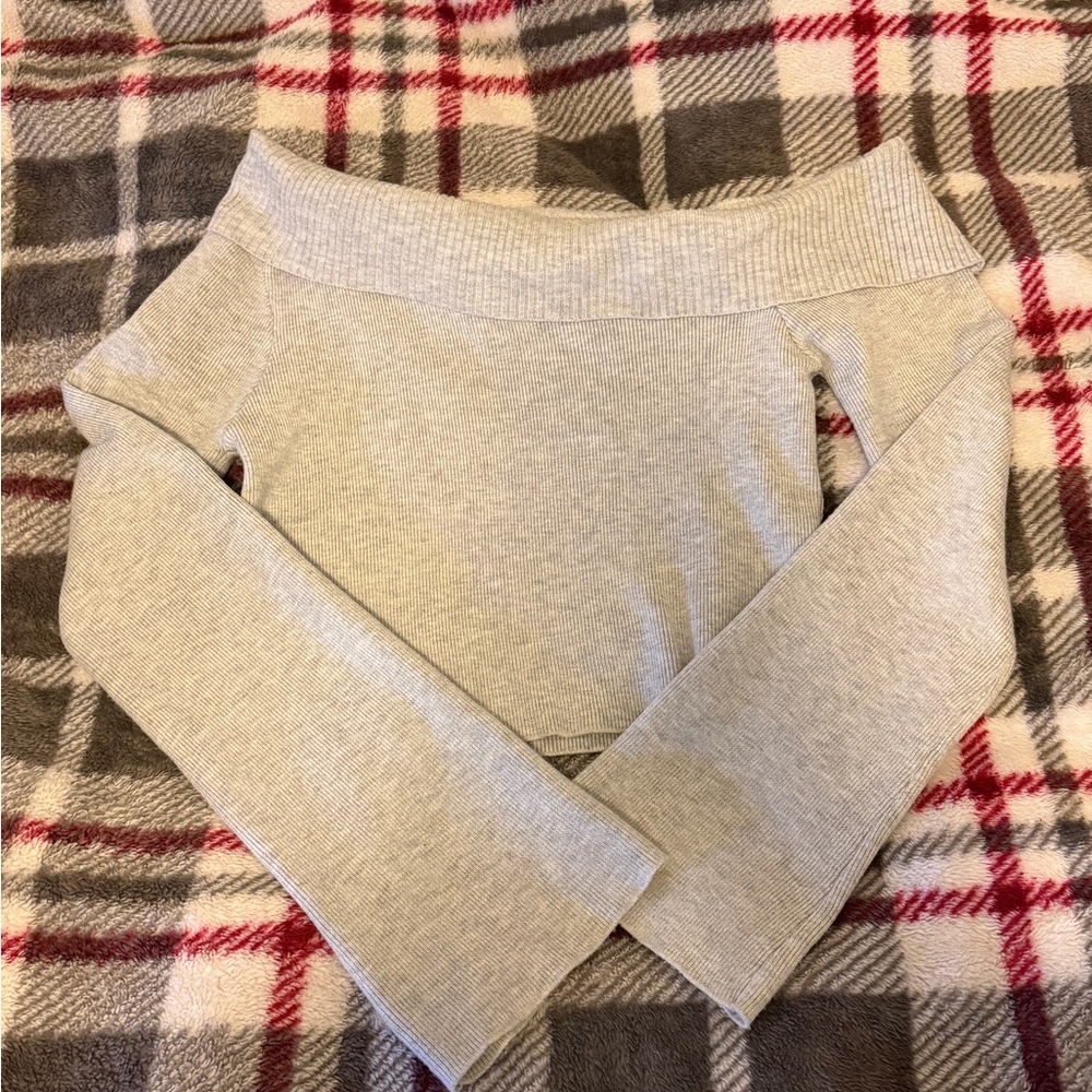 Princess Polly Asymmetrical Off-Shoulder Gray Sweater